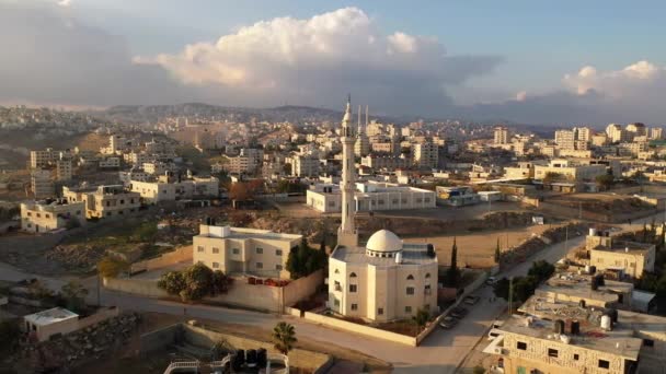 Mecset Torony Minaret Palesztina Város Aerial Viewal Eizariya Town Mecset — Stock videók