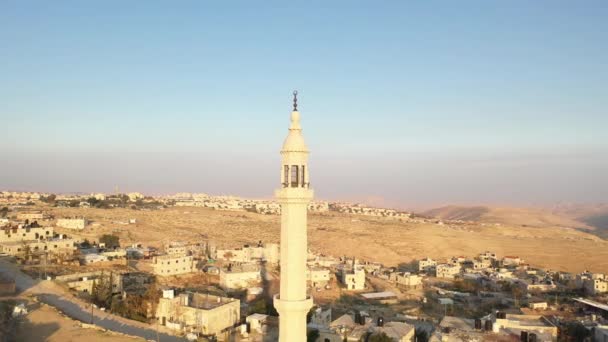 Mezquita Torre Minarete Ciudad Palestina Vista Aérea Eizariya Mezquita Ciudad — Vídeo de stock