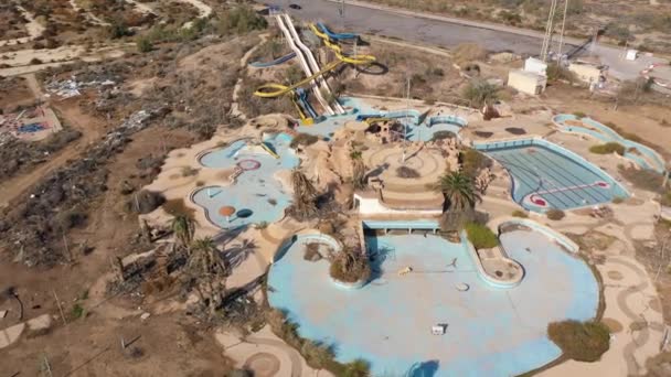 Closed Abandoned Water Park Aerial View Dead Sea Israelapocalyptic Vision — Stock Video