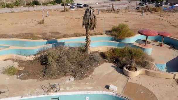 Fermé Parc Aquatique Abandonné Vue Aérienne Mer Morte Israëlapocalyptique Vision — Video