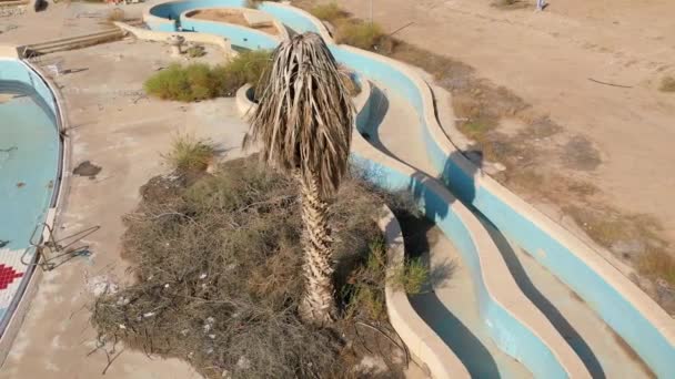 Closed Abandoned Water Park Aerial View Dead Sea Israelapocalyptic Vision — Stock Video