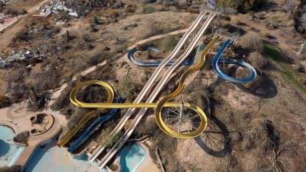 Closed Abandoned Water Park Aerial View Dead Sea Israelapocalyptic Vision — Stock Video