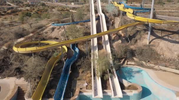 Closed Abandoned Water Park Aerial View Dead Sea Israelapocalyptic Vision — Stock Video