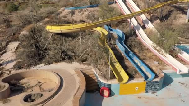 Closed Abandoned Water Park Aerial View Dead Sea Israelapocalyptic Vision — Stock Video