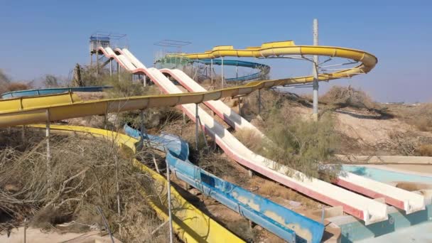 Uzavřený Opuštěný Aquapark Letecký Pohled Mrtvé Moře Izraelapokalyptická Vize Izraele — Stock video