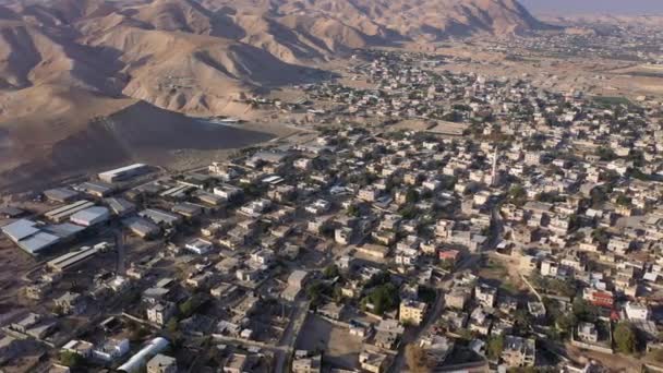 Jericho City Palestinskt Territorium Och Ökenberg Aerialdrone Utsikt Från Döda — Stockvideo