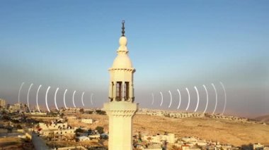 Cami kulesi minaresinden yayılan ses dalgaları, Jericho, Filistin 'deki camide havacılık, ses görselleştirmesi