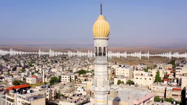Olas Audio Emitidas Desde Minarete Torre Mezquita Vista Aérea Visualización — Vídeos de Stock