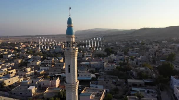 Zvukové Vlny Vysílané Mešity Věž Minaret Letecký Zvuková Vizualizace Mešitě — Stock video