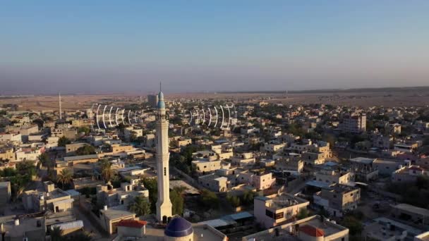 Ondas Audio Emitidas Desde Minarete Torre Mezquita Aérea Visualización Del — Vídeos de Stock