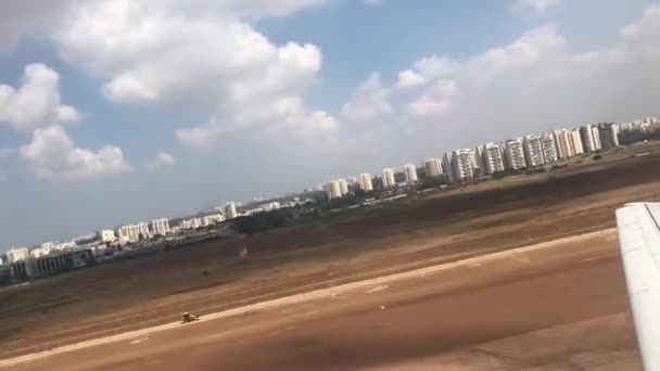 Самолет Взлет Аэропорта Израиля Реактивный Двигатель Вид Израиль — стоковое видео