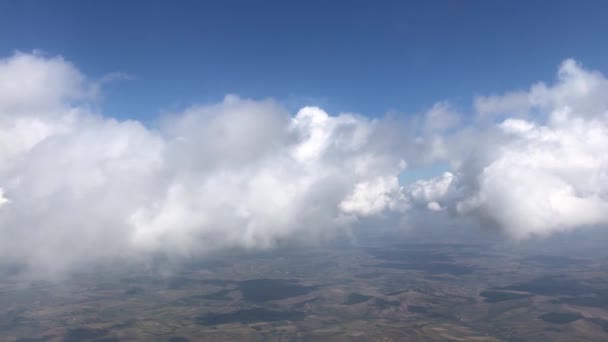 Flying Clouds Blue Sky Real Clouds High Altitude Filmed Plane — Stock video
