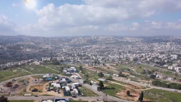 Impacto Meteorito Asteróides Sobre Cidade Grande Jerusalém Aérea Visão Drone — Vídeo de Stock