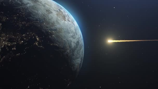 Asteroid Meteor Kometeneinschlag Über Der Erde Verursacht Apokalypse Erdzerstörung Filmische — Stockvideo