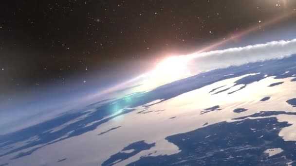 Meteor Asteroid Entering Earth Atmosphere Clouds Cinematic Outer Space View — 图库视频影像