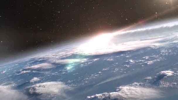 Метеорний Астероїд Входить Землю Атмосфера Над Хмарами Кінематичний Вигляд Космічний — стокове відео