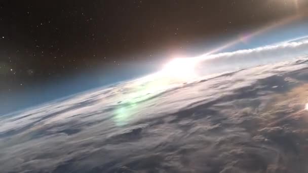 Meteor Asteroid Entering Earth Atmosphere Clouds Cinematic Outer Space View — Vídeo de Stock