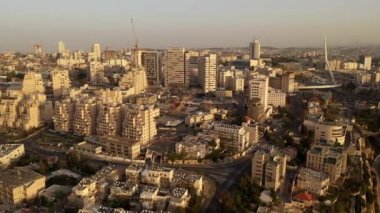 Kudüs Merkezi 'nin hava görüntüsü, İsrail İHA görüntüsü Kudüs yüksek teknoloji parkı ve Ortodoks Mahallesi, Nisan 2021