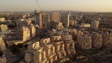 Kudüs Merkezi 'nin hava görüntüsü, İsrail İHA görüntüsü Kudüs yüksek teknoloji parkı ve Ortodoks Mahallesi, Nisan 2021