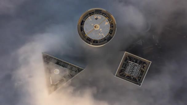 Skyscrapers Rising Clouds Aerial Tel Aviv Israeldrone View Buildings Fogy — Stock Video