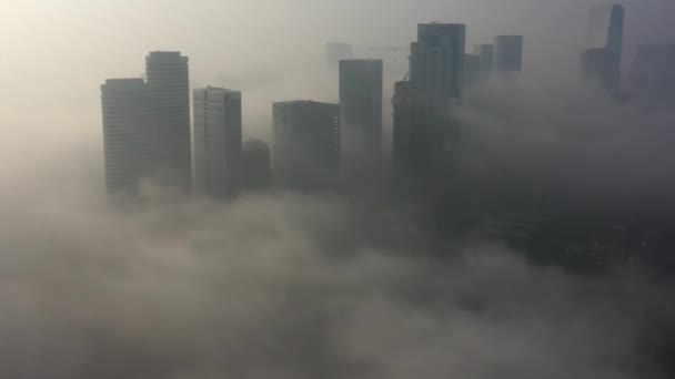 Rascacielos Elevándose Por Encima Las Nubes Aérea Tel Aviv Israeldrone — Vídeos de Stock