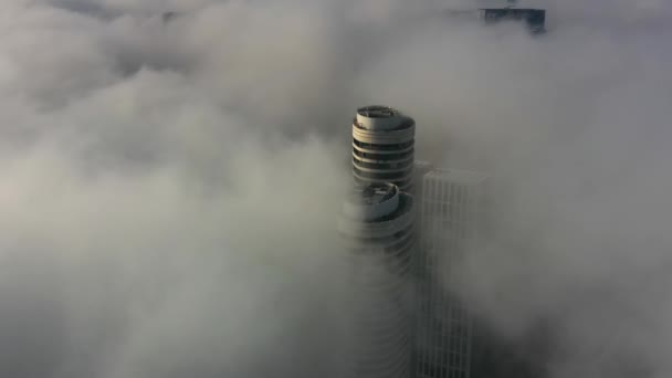 Skyscrapers Rising Clouds Aerial Tel Aviv Israeldrone View Buildings Fogy — Video