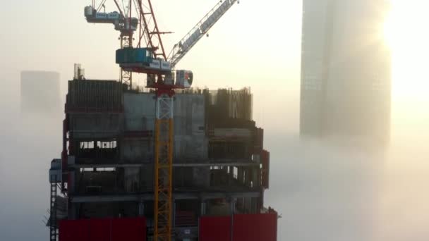 Skyscrapers Rising Clouds Aerial Tel Aviv Israeldrone View Buildings Fogy — Video