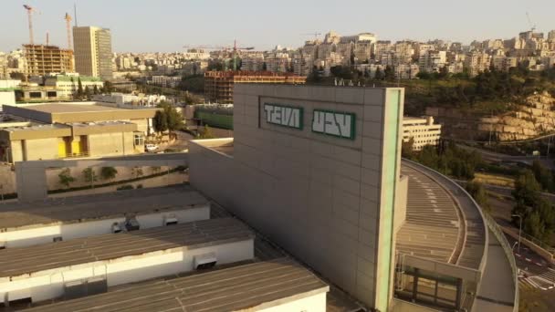Aerial View Teva Pharmaceutical Industries Facility Jerusalemteva Pharmaceutical Industries Ltd — Stock videók