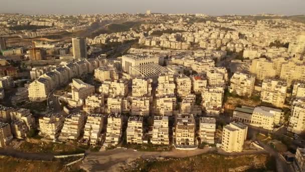 Gerusalemme Belz Grande Sinagoga Ortodossa Veduta Aerea Filmati Drone Sulla — Video Stock