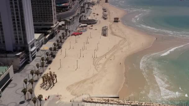 Tel Aviv Sahil Hattı Corona Virüsü Salgını Sırasında Bomboş Hava — Stok video