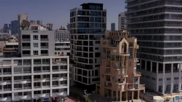 Tel Aviv City Skyline Aerial View Drone View Revers City — стоковое видео