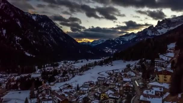 Alp Mountains Ski Resort Timelapse Mode Aerial Viewbeautiful Timelapse Sunset — 비디오