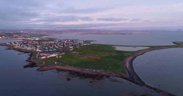 Aerial View Iceland Capital Reykjavk Sunedrone View Iceland Reykjavík Island — Stock video