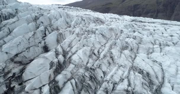 Letecký Pohled Největší Ledovec Evropě Vatnajokull Island Slunečný Den Hřbety — Stock video