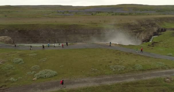 Vista Aérea Das Cachoeiras Gullfoss Islândia Gullfoss Uma Das Atrações — Vídeo de Stock