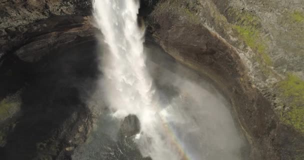 Velký Vodopád Raibow Islandu Letecký Pohled Východního Islandu Únor 2021 — Stock video