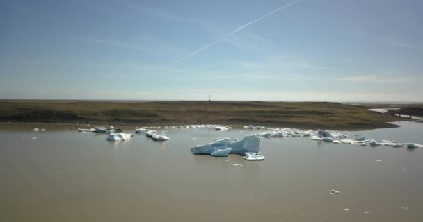 Gletschere Isbjerge Klumper Vandet Icelad Anerialdrone Udsigt Fra Jokulsarlon Island – Stock-video