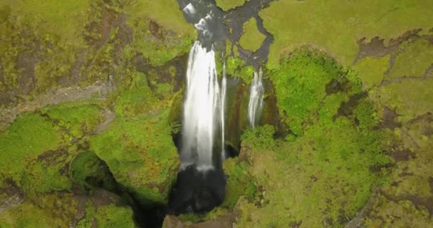 Vue Aérienne Sur Cascade Gljufrabui Vue Drone Islandais Depuis Cascade — Video