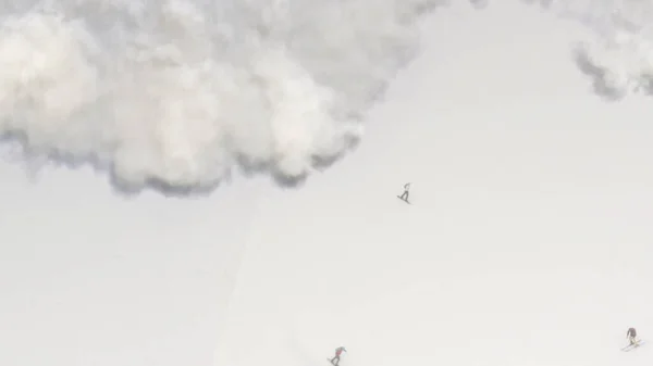 Lyžaři Unikají Lavinovému Leteckému Výhledu Alpy Evropadrone Dramatický Pohled Evropských — Stock fotografie