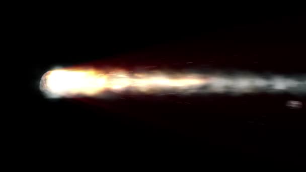 快速燃烧的小行星在黑色背景上的流星 现实的景象流星在快速运动中燃烧着 — 图库视频影像