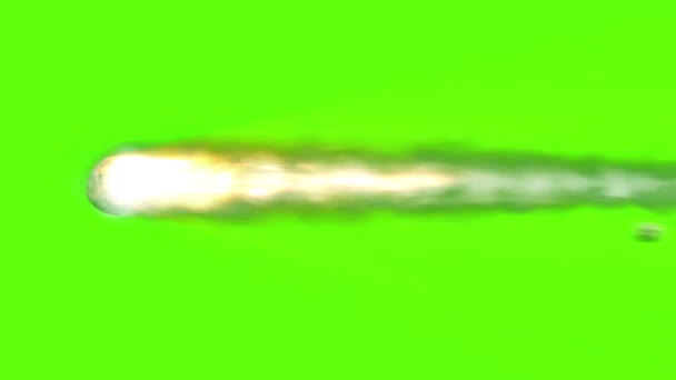 Fast Blazing Asteroid Meteor Fundal Verde Viziune Realisticămeteor Ardere Foc — Videoclip de stoc