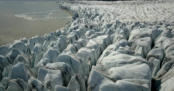 Veduta Aerea Sulla Laguna Del Ghiacciaio Europa Fjallsrln Islanda Ridges — Foto Stock