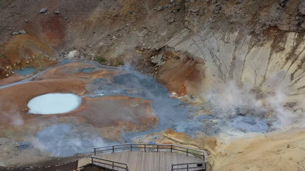 Vue Aérienne Sur Zone Géothermique Krsuvk Islandedrone Tourné Depuis Islande — Photo