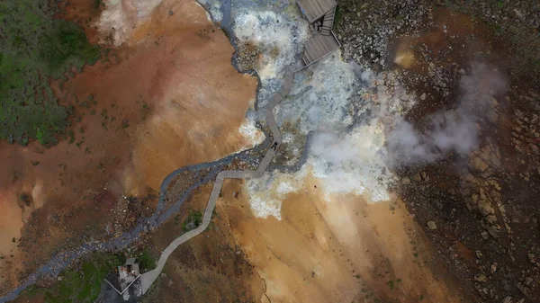 Geotermální Oblast Krsuvk Islandu Výstřel Drone Islandu Krsuvk Islandu Září — Stock fotografie