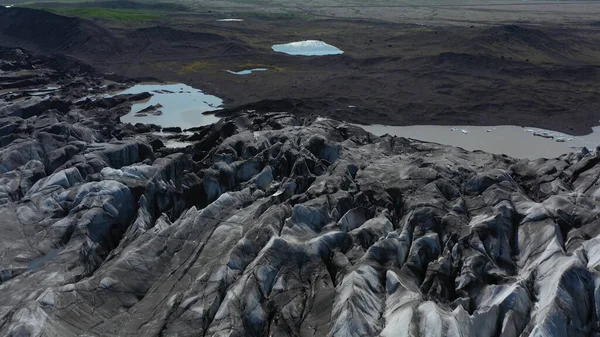 Svnafellsjkull氷河の上空からの眺め アイスランドSvnafellsjkull氷河からの4Kドローン撮影 2021年9月 — ストック写真