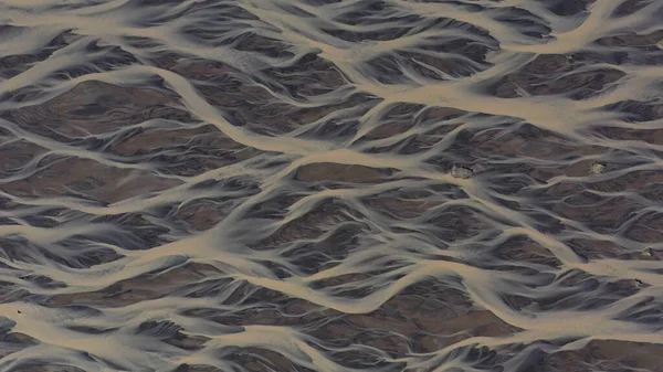 Letecký Přes Ledovou Řeku Tající Voda Směsi Přírodním Minerálem Skaftafell — Stock fotografie