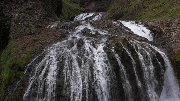 Lava Flows Mount Fagradalsfjall Aerial Evening View Iceland4K Drone Shot — Stock Photo, Image