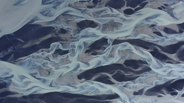 Aerial Glacial River Meltwater Mixed Natural Mineral Skaftafell River4K Drone Foto Stock