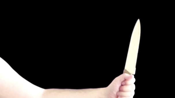 Mão cortando uma faca — Vídeo de Stock