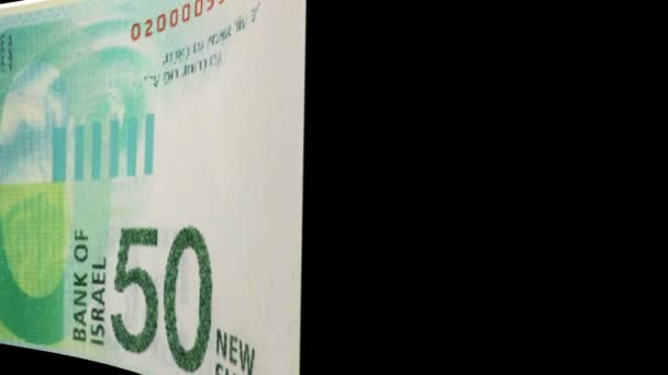 Izraelský šekel bankovka přechod — Stock video